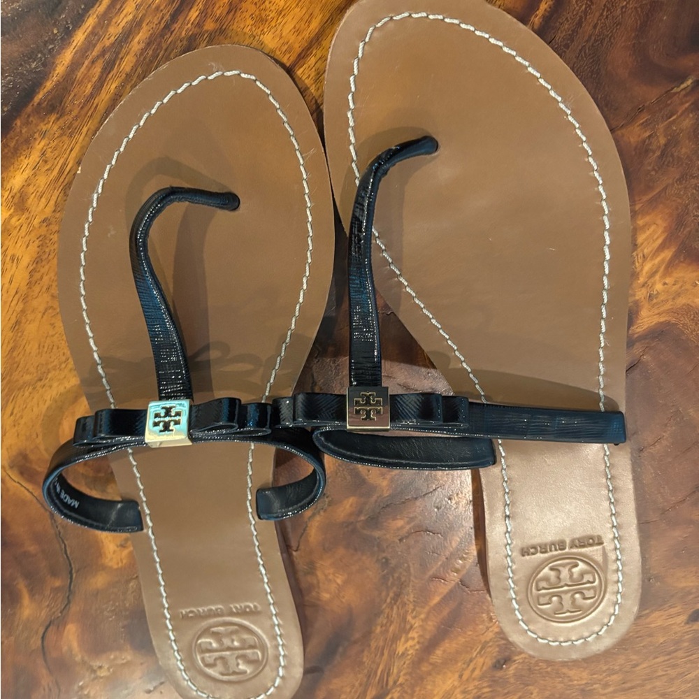 Tory Burch Black and Tan Women's Sandals